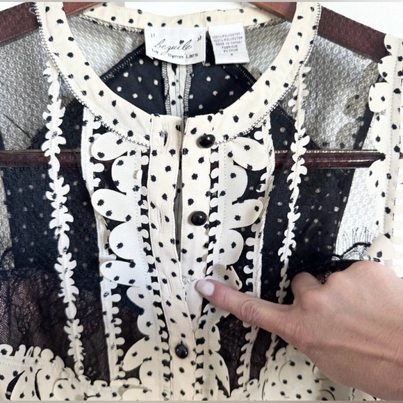 Byron Lars Lasercut Black and Cream Lace Sheath Midi Dress Kentucky Derby - Picture 12 of 13